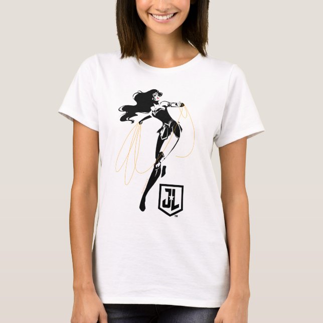 Justice League | Wonder Woman With Lasso Pop Art T-Shirt (Front)