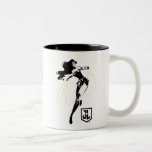 Justice League | Wonder Woman With Lasso Pop Art Two-Tone Coffee Mug<br><div class="desc">Check out this stylized drawing of Justice League's Wonder Woman with her lasso. This black and white silhouette pose is offset by her iconic red lipstick and gold lasso.</div>