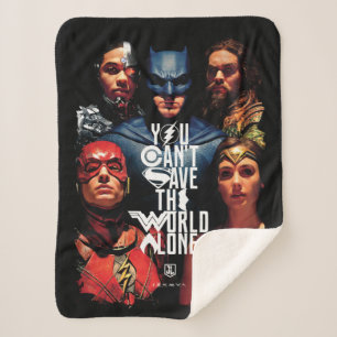 Justice League   You Can't Save The World Alone Sherpa Blanket
