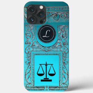 JUSTICE LEGAL OFFICE, ATTORNEY Monogram Teal Blue iPhone 13 Pro Max Case
