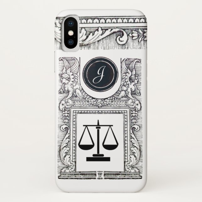 JUSTICE LEGAL OFFICE,ATTORNEY Monogram White Case-Mate iPhone Case (Back)
