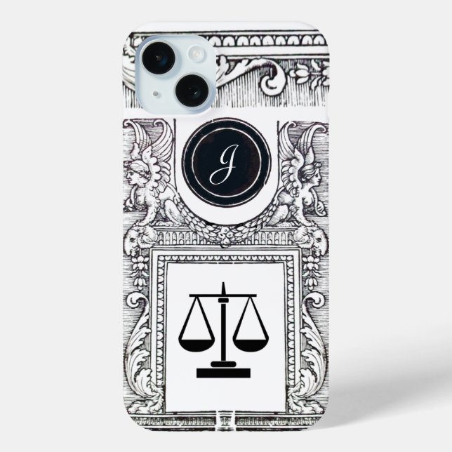 JUSTICE LEGAL OFFICE,ATTORNEY Monogram White Case-Mate iPhone Case (Back)
