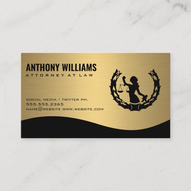 Justice Logo | Gold Metallic Business Card (Front)