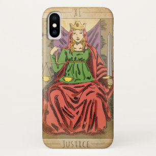 Justice major arcana tarot card scales distressed  Case-Mate iPhone case