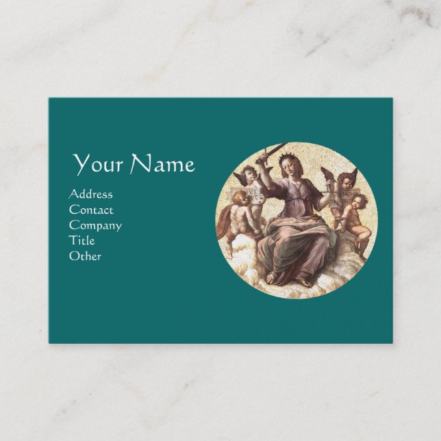 JUSTICE Monogram, Blue Green Business Card (Front)