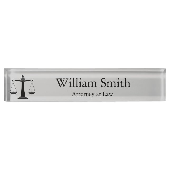 Justice of Scales Customizable Lawyer Nameplate (Front)