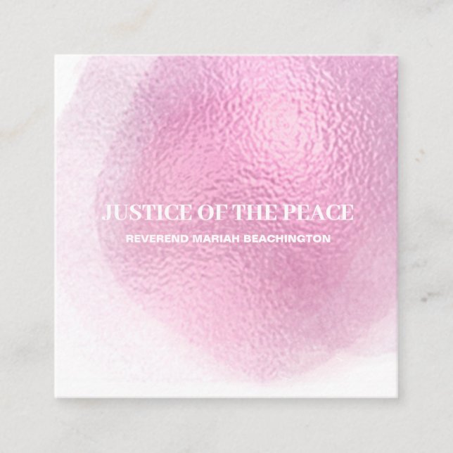 *~* JUSTICE OF THE PEACE - Abstract Pink Blob Square Business Card (Front)