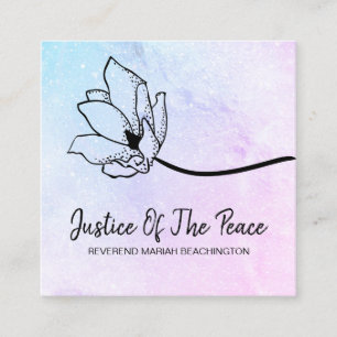 *~* JUSTICE OF THE PEACE Blue Pink  Moon Crater Square Business Card