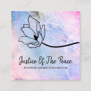 *~* JUSTICE OF THE PEACE  Moon Crater Blue Pink Square Business Card