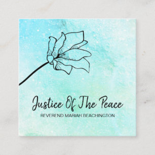 *~* JUSTICE OF THE PEACE   Moon Crater Floral Mint Square Business Card