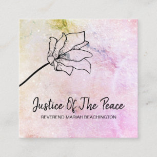 *~* JUSTICE OF THE PEACE Peach Flower Moon Craters Square Business Card