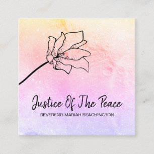 *~* JUSTICE OF THE PEACE Rainbow  Flower Moon Square Business Card