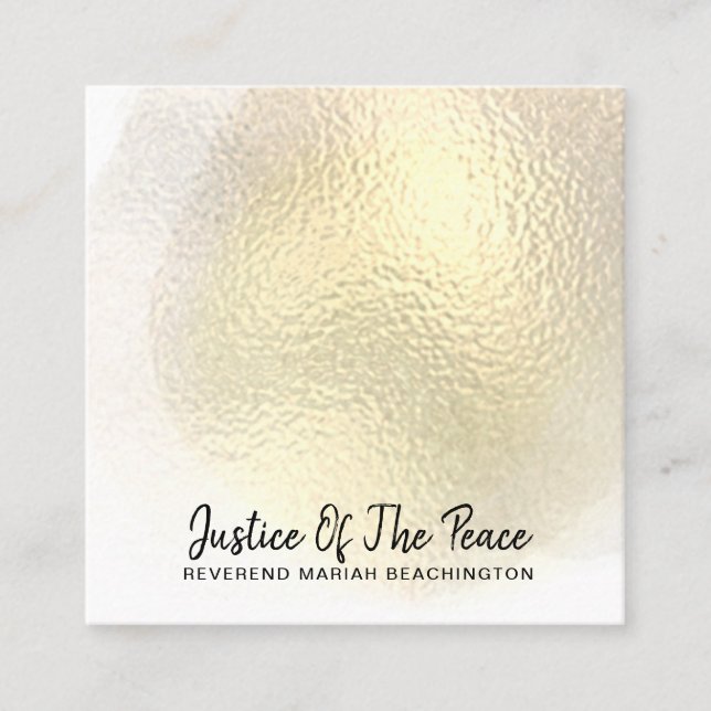 *~* JUSTICE OF THE PEACE - Yellow Gold Abstract Square Business Card (Front)