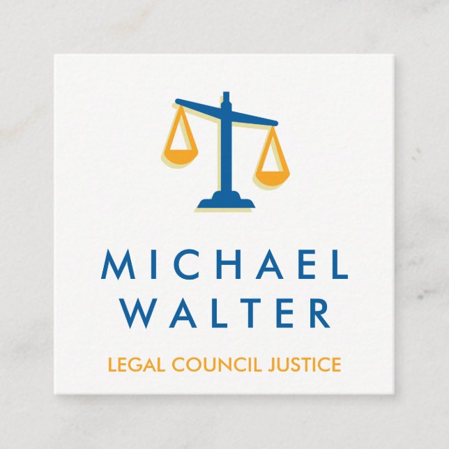 Justice Scale | Attorney At Law Square Business Card (Front)