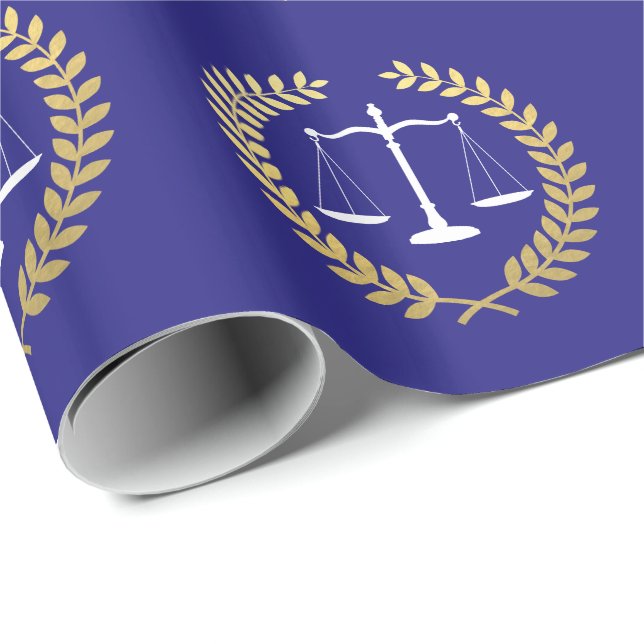 Justice Scales Faux Gold Foil Wreath Wrapping Paper (Roll Corner)