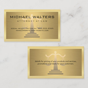 Justice Scales / Gold Metallic / Gold Border Business Card