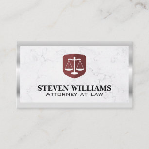 Justice Scales   Marble   Metal Border Business Card