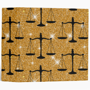 Justice Symbol Balanced Scales Golden Glitter Binder