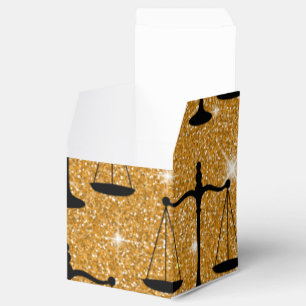 Justice Symbol Balanced Scales Golden Glitter Favor Box