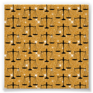 Justice Symbol Balanced Scales Golden Glitter Photo Print