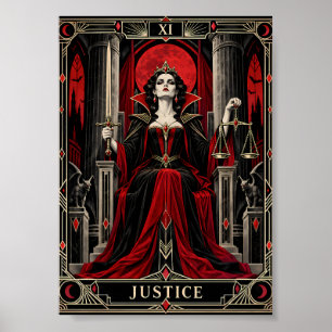 Justice Tarot Card Art Gothic Vampire Queen Occult Poster