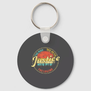 Justice The Man The Myth The Legend D Name  Keychain