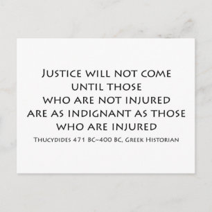 "Justice will not come..." Postcard