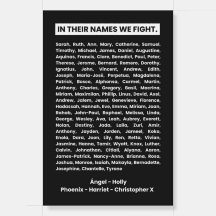 #JusticeForTheFive Names Sign