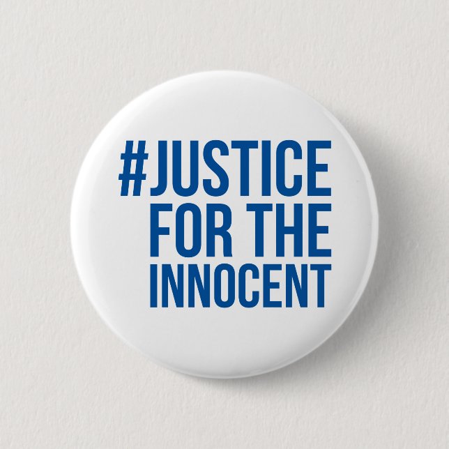 #JusticeForTheInnocent White/Blue Button (Front)