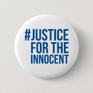 #JusticeForTheInnocent White/Blue Button