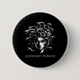 Justifiably Furious Medusa Greek Mythology Feminis 2 Inch Round Button
