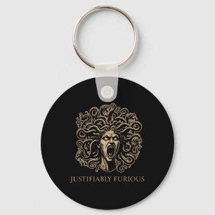 Justifiably Furious Medusa Greek Mythology Feminis Keychain