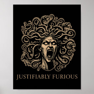 Justifiably Furious Medusa Greek Mythology Feminis Poster