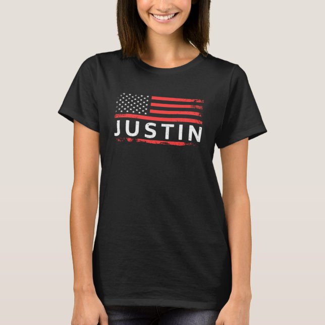 JUSTIN AMERICAN FLAG  FOR JUSTIN T-Shirt (Front)