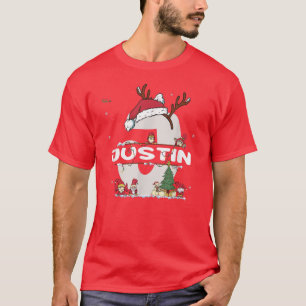 Justin Christmas w Justin Name for funny Xmas T-Shirt