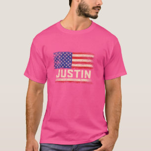 Justin First Name Shirt Justin Name American Flag