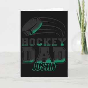 Justin Hockey Dad With Puck Mens  Card