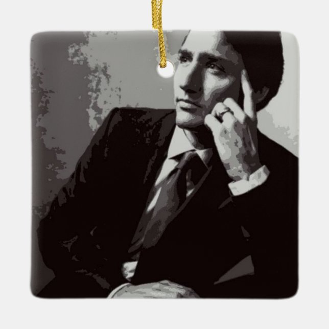 Justin Trudeau 2015 stylized Ceramic Ornament (Front)