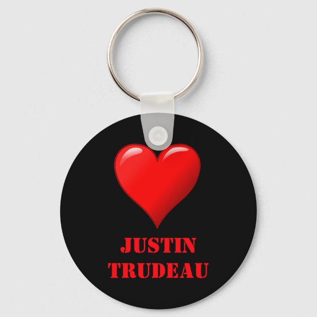 Justin Trudeau Cute Red Heart Love Red White Cool  Keychain (Front)