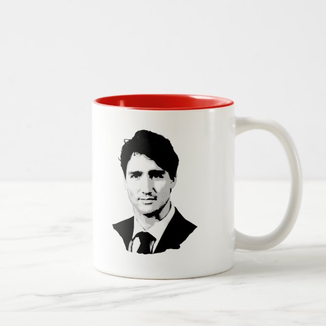 Justin Trudeau Portrait Two-Tone Coffee Mug (Right)