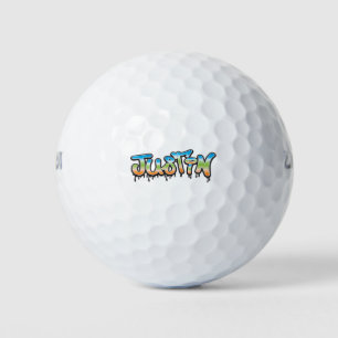 Justin Your Name graffiti Golf Balls