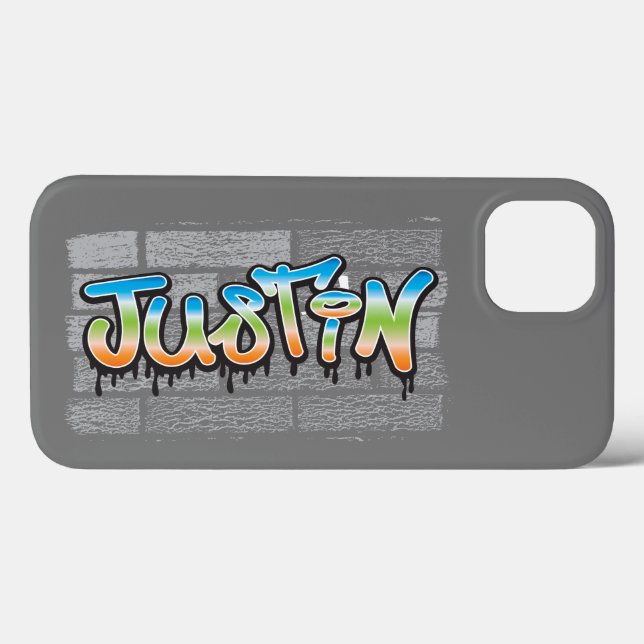 Justin Your Name graffiti Logo Brick Wall Paint Case-Mate iPhone Case (Back (Horizontal))