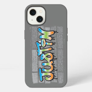 Justin Your Name graffiti Logo Brick Wall Paint iPhone 13 Case