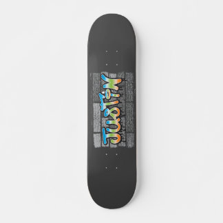 Justin Your Name graffiti Logo Brick Wall Paint Skateboard