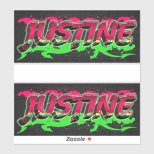 Justine First Name Graffiti Sticker