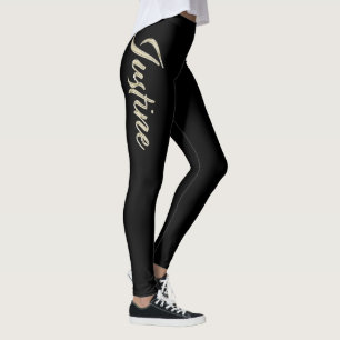 Justine white gold Handwriting trousers Leggings
