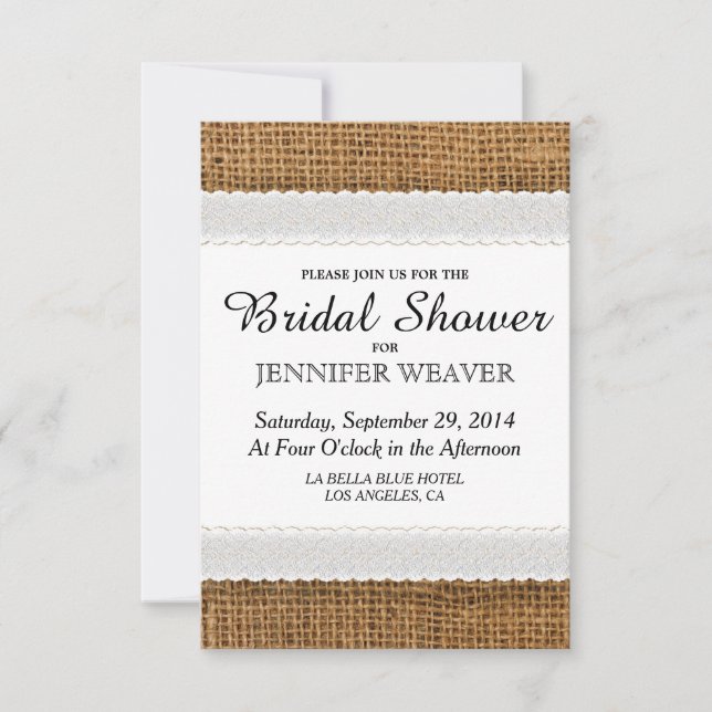 Jute and Lace Bridal Shower Invitations (Front)