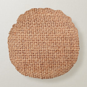 Jute bag sack beige colour brown round pillow