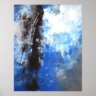 'Juvenile' Blue and Gray Abstract Art Poster