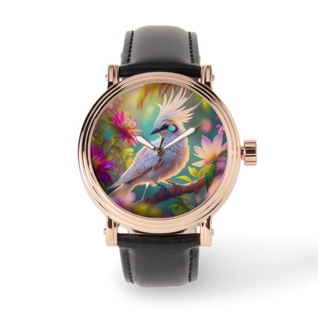 Juvenile Crested Blush Feather Dove Fantasy Bird Watch (Front)